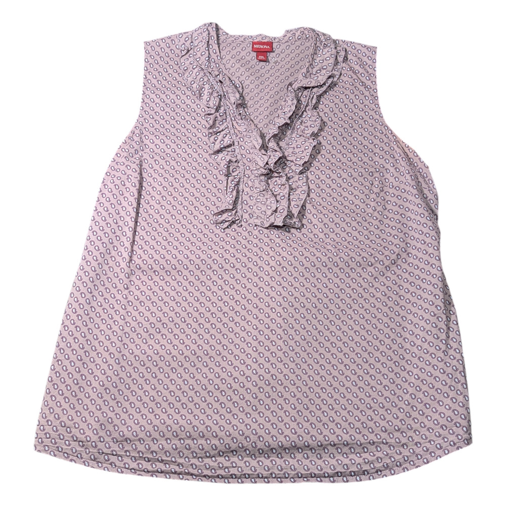 Merona Women's Sleeveless Ruffle Blouse Mauve Pinkish Size XXL